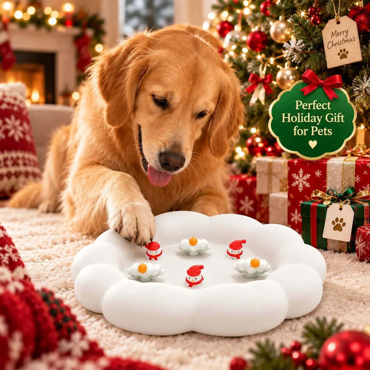 Christmas Dog Lick Mat - Silicone Slow Feeder Pad for Pets - detail view 2