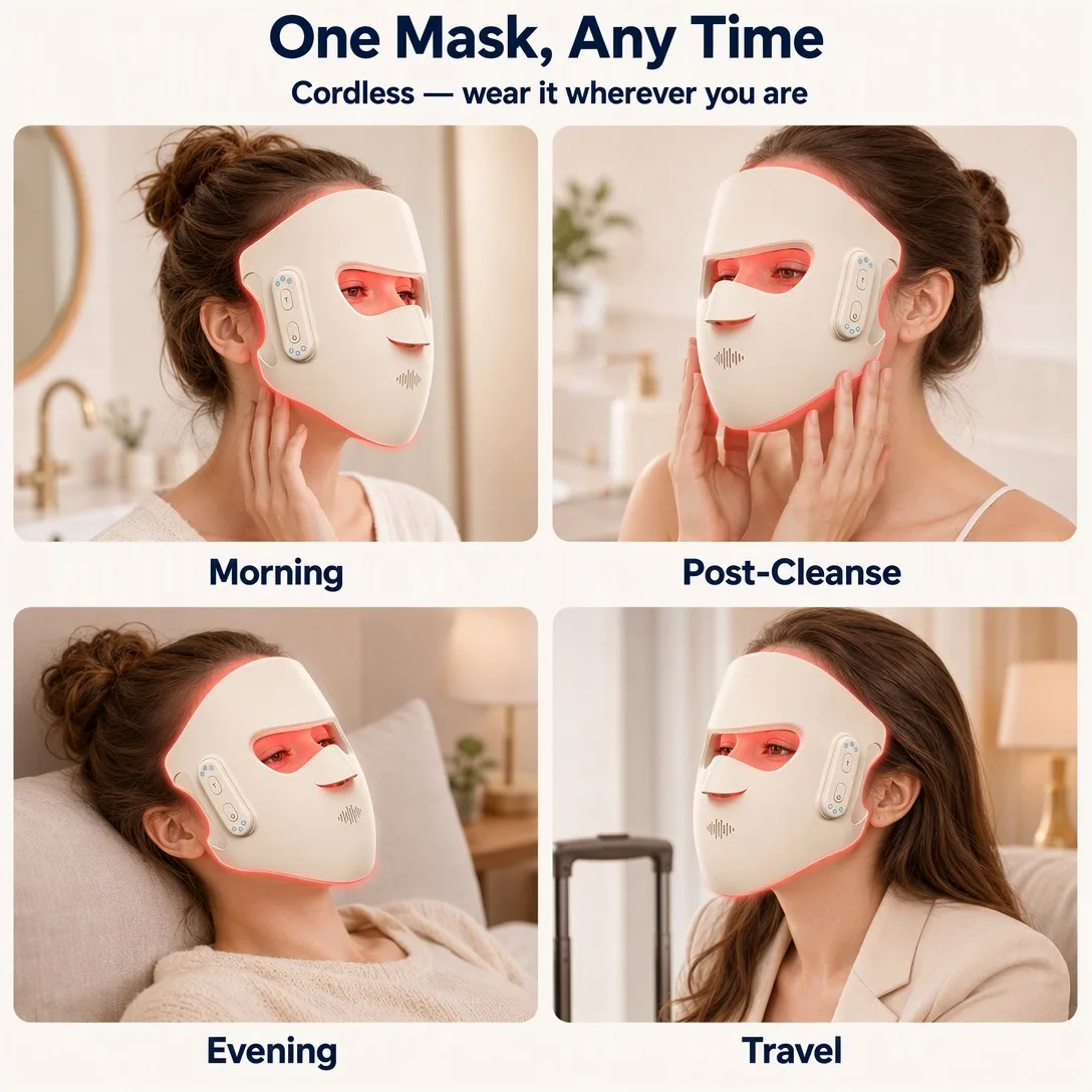 Cordless LED Face Mask - Wireless Red Light Therapy Device - detail view 1