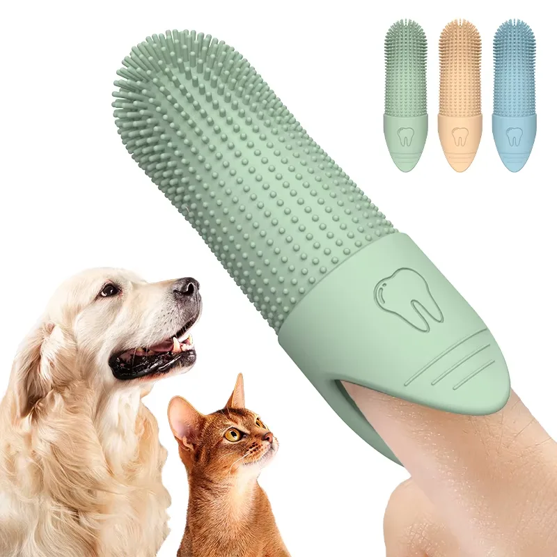 Food Grade Silicone Dog Finger Toothbrush 360 Pet Tooth Brushing Tool Finger Toothbrush for Cat Dog Pet Teeth Cleaning - custom silicone manufacturer
