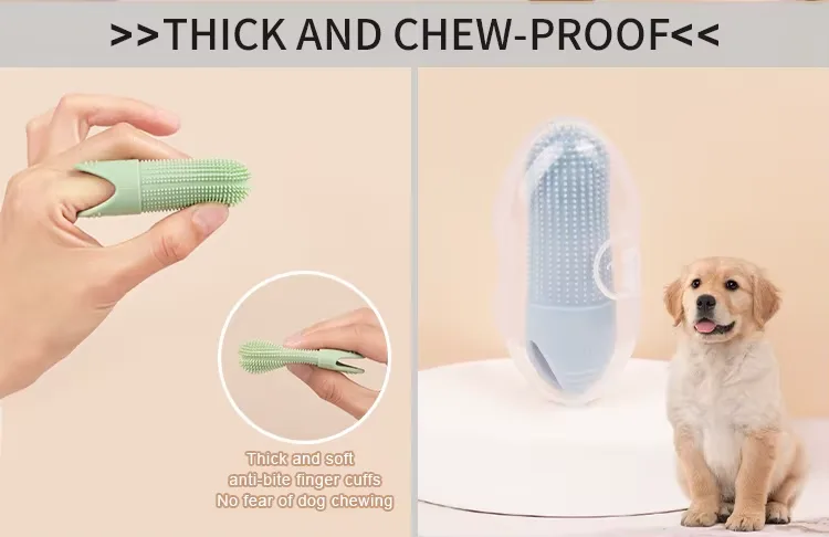 Food Grade Silicone Dog Finger Toothbrush Fits Most Fingers Pet Finger Brush Dog Cat Teeth Cleaning Brush - detail view 7
