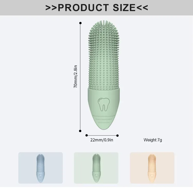 Food Grade Silicone Dog Finger Toothbrush Fits Most Fingers Pet Finger Brush Dog Cat Teeth Cleaning Brush - detail view 10