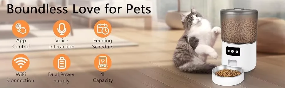 Portable Smart Pet Feeder 1.5kg USB Dry Food Dispenser 4L Stainless Steel Dog Cat Bowls - detail view 8
