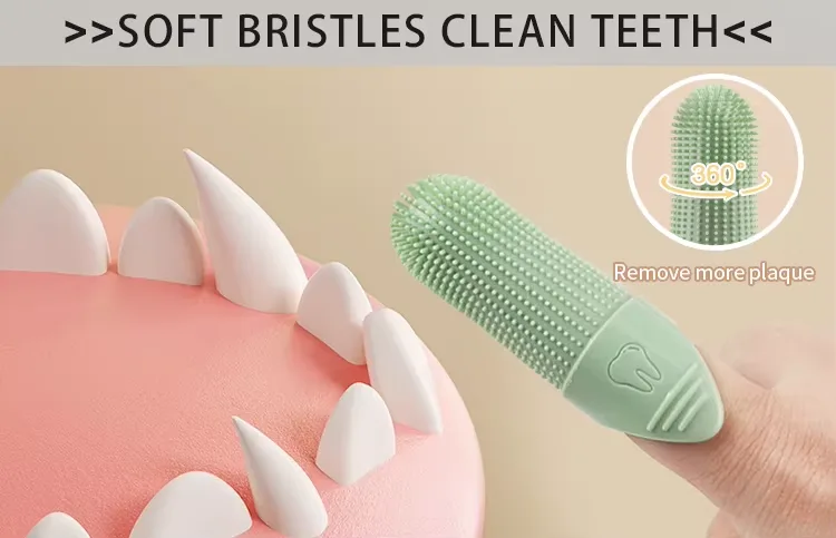 Food Grade Silicone Dog Finger Toothbrush Fits Most Fingers Pet Finger Brush Dog Cat Teeth Cleaning Brush - detail view 6