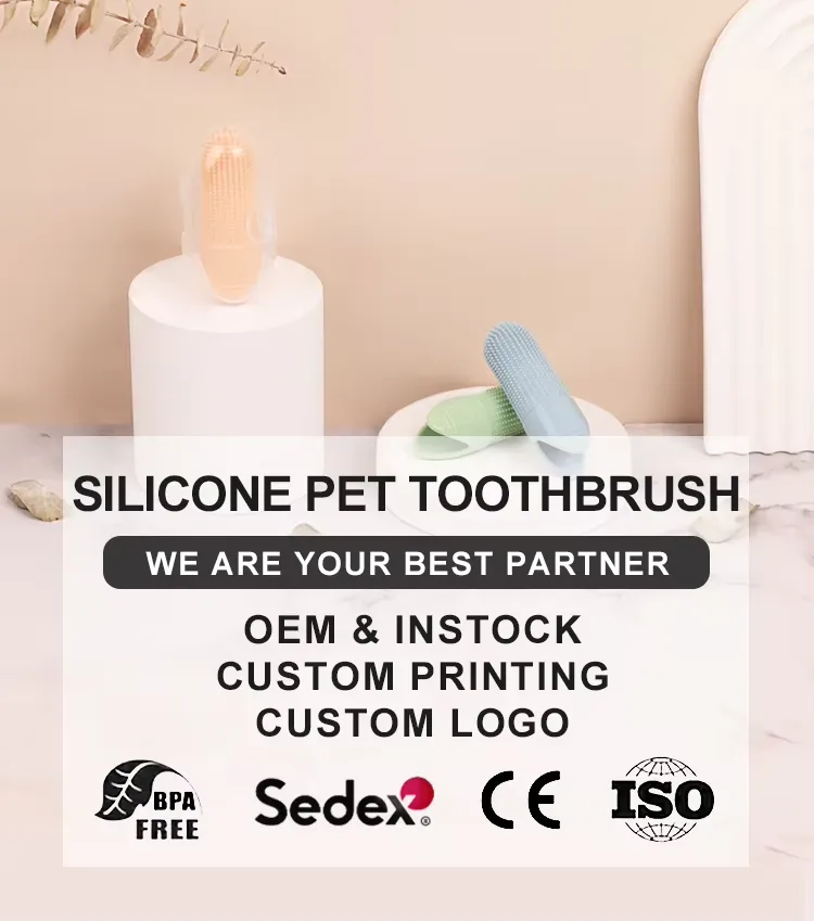 Food Grade Silicone Dog Finger Toothbrush Fits Most Fingers Pet Finger Brush Dog Cat Teeth Cleaning Brush - detail view 9