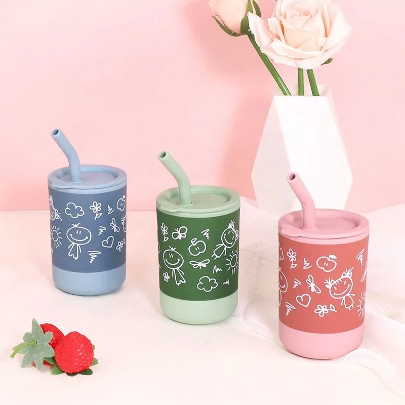 Silicone Sippy Cups for Toddlers - Spill Proof, Straw & Lid - detail view 2