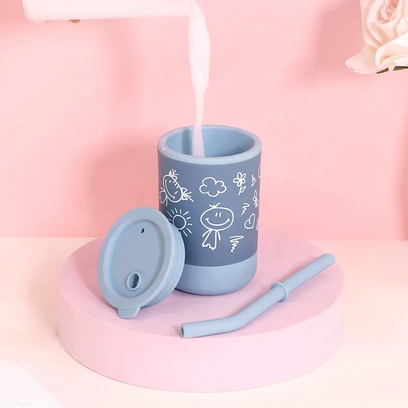 Silicone Sippy Cups for Toddlers - Spill Proof, Straw & Lid - detail view 4