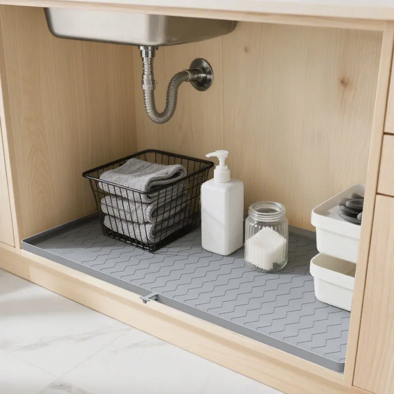 Silicone Cabinet Mat Water Corrugated Silica Gel Drain Pad Anti-fouling Anti-oil Under Sink Mat Large Size Silicone Kitchen Mat - custom silicone manufacturer