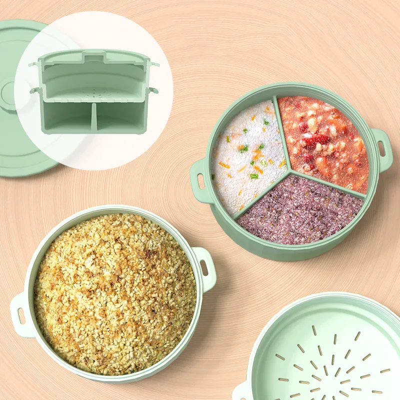 Silicone Steamer Cookware Vegetables Prep Meal Food Removable Rack BPA Free Steamer Bowl - detail view 1