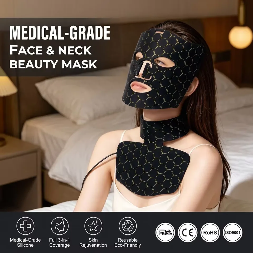 Factory Price Red Infrared LED Light Therapy Facial Mask Rechargeable Hand Held Remote Wearable Red Infrared for Face - detail view 1