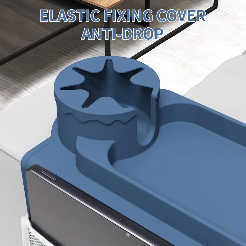 Custom Silicone Sofa Armrest Tray Coasters Recliner Drink Holder Cellphone Couch Cup Holder Tray with Side Pockets - detail view 2
