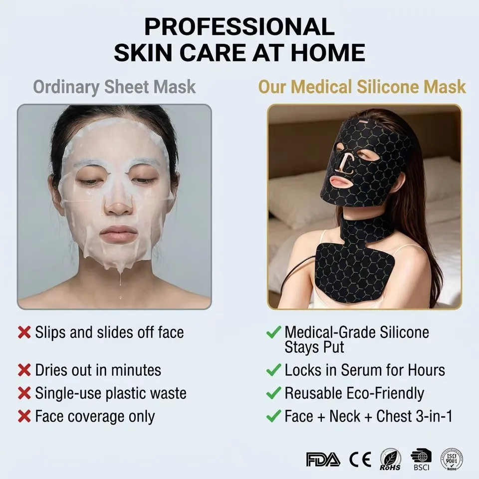 Factory Price Red Infrared LED Light Therapy Facial Mask Rechargeable Hand Held Remote Wearable Red Infrared for Face - detail view 2