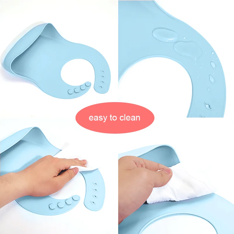 Custom Silicoco Baby Bibs Wholesale Waterproof Bib Bpa Free Adjustable Easy Clean Baby Silicone Bib for Babies Toddlers - detail view 4