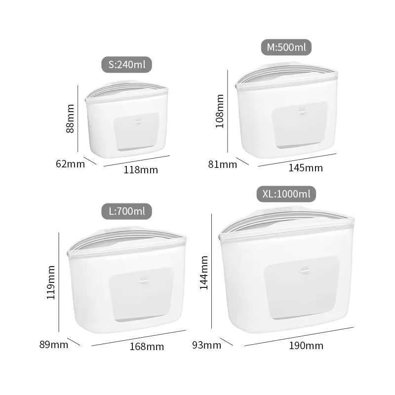 100% Silicone Reusable Food Storage Bag Leakproof Dishwasher-Safe Eco-Friendly Non-Toxic Freezer Container - detail view 5