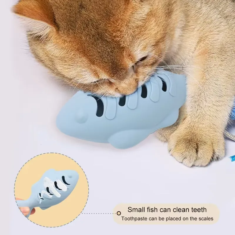 Eco-Friendly Fish-Shaped Bite-Resistant Molar Self-Pleasure Silicone Pet Toy Food Grade for Catnip Cats - detail view 3
