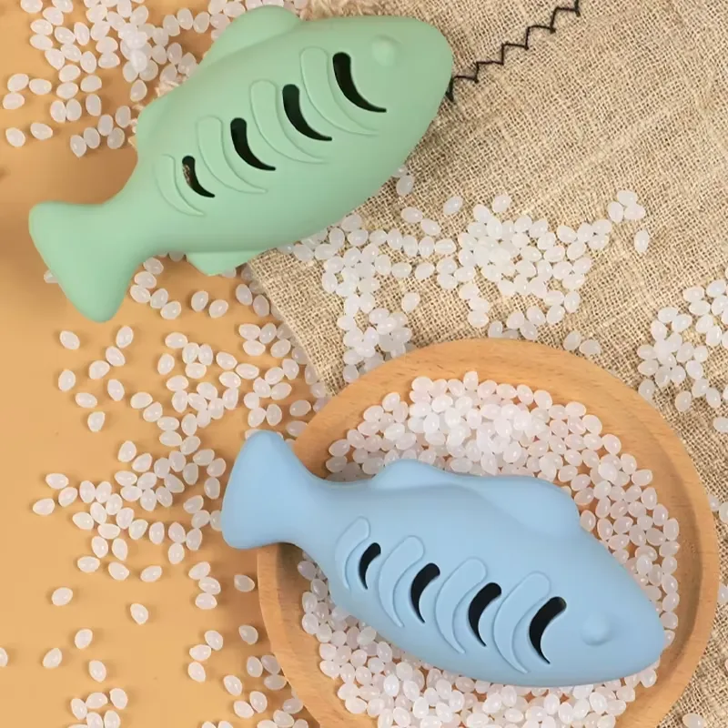Eco-Friendly Fish-Shaped Bite-Resistant Molar Self-Pleasure Silicone Pet Toy Food Grade for Catnip Cats - detail view 1