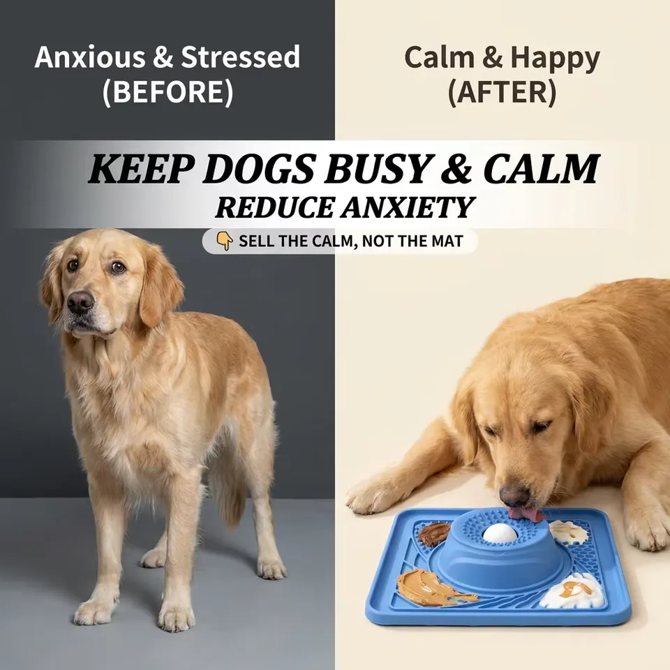 Eco-friendly Silicone Indoor Slow Feeder Licking Bowl with Rolling Ball for Cats & Dogs Slow Pet Eating Easy Clean - detail view 2