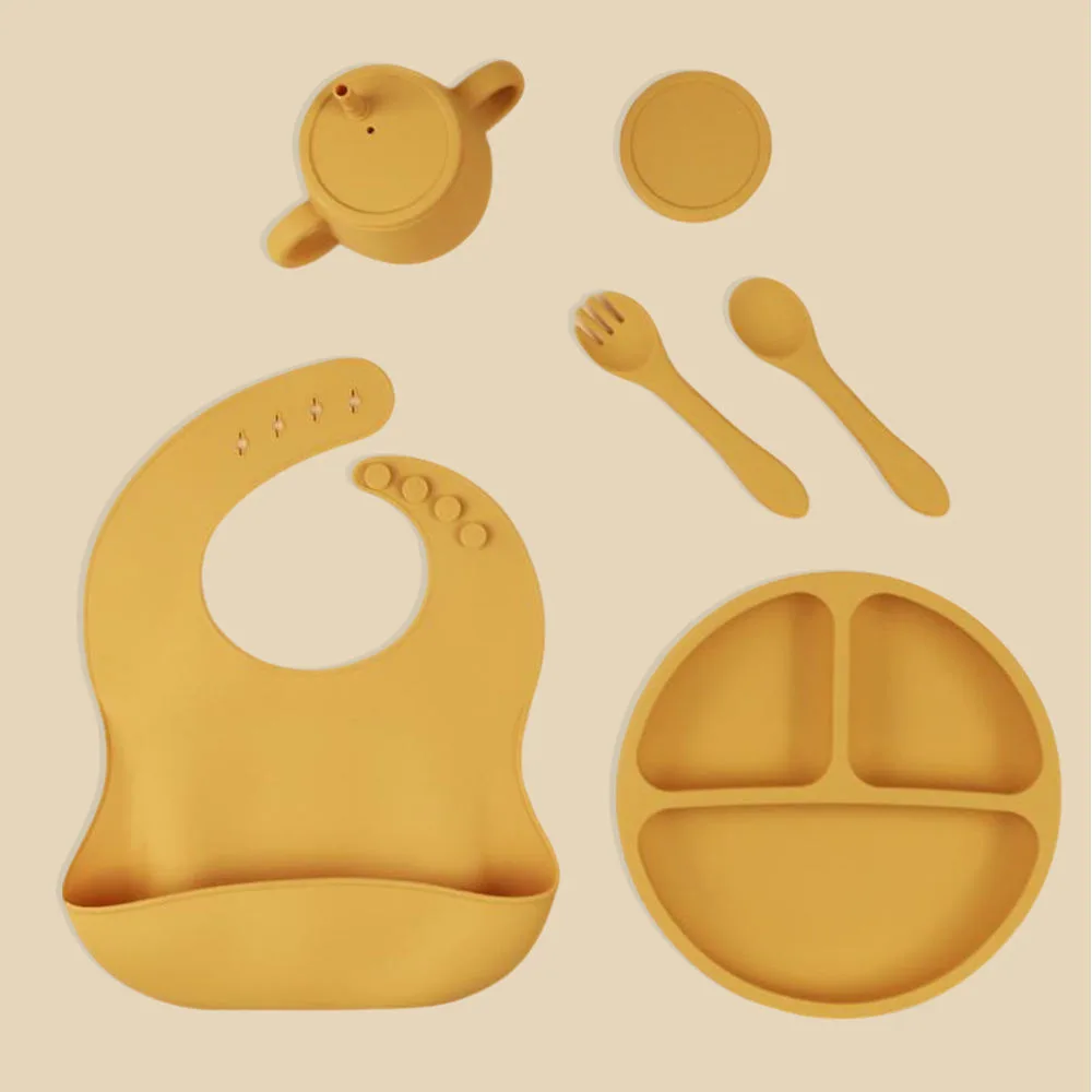 New Arrivals Custom BPA Free Kids Dinnerware Set Baby Bib Toddler Plates Bowls Silicone Sippy Cup Silicone Baby Feeding Kit - detail view 1