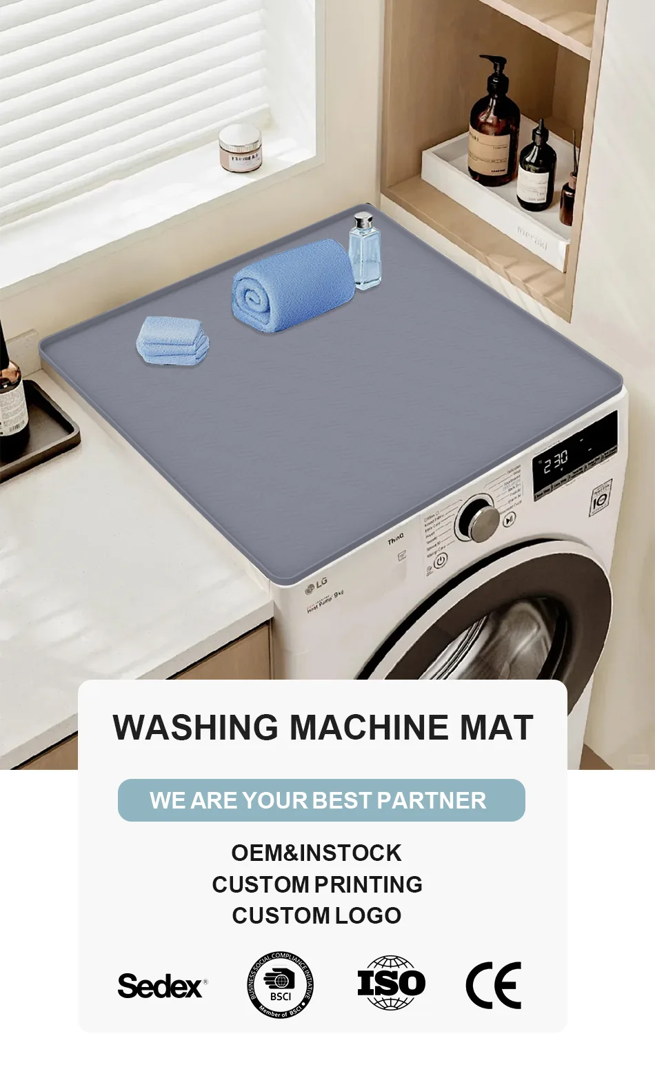 Modern Style Kitchen Anti-Slip Silicone Sink Mat Waterproof with Hole Protective Cabinet Mat Under Sink Mat - detail view 6