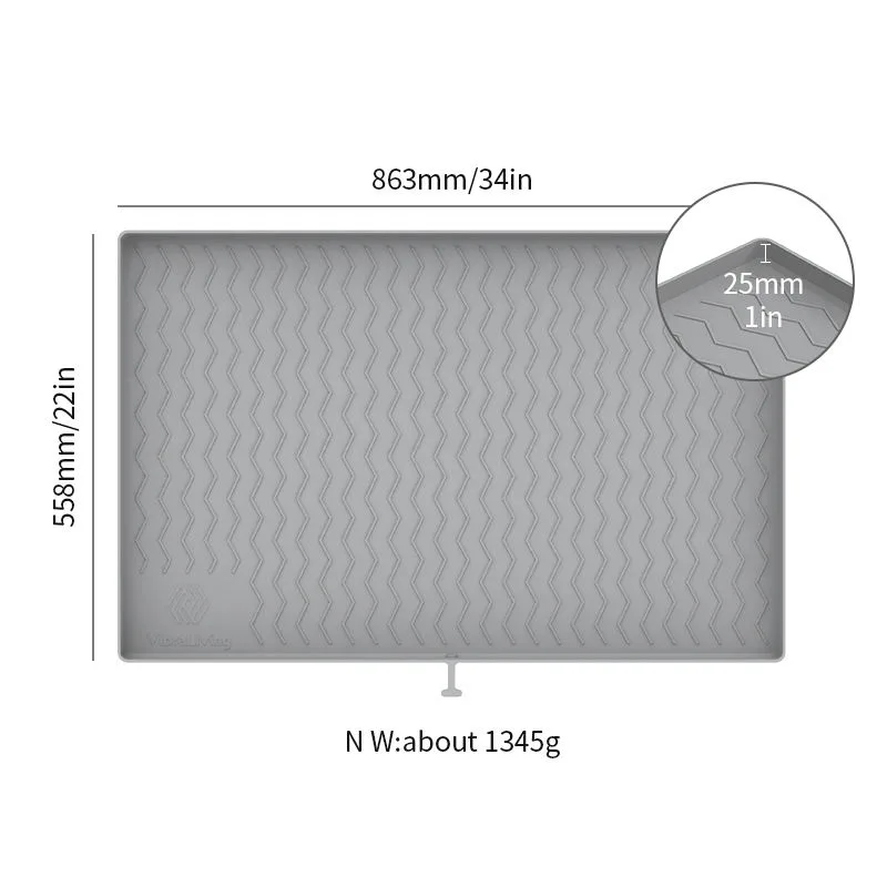 Silicone Cabinet Mat Water Corrugated Silica Gel Drain Pad Anti-fouling Anti-oil Under Sink Mat Large Size Silicone Kitchen Mat - detail view 5