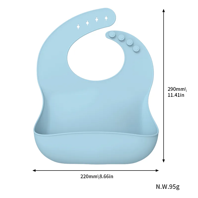 Custom Silicoco Baby Bibs Wholesale Waterproof Bib Bpa Free Adjustable Easy Clean Baby Silicone Bib for Babies Toddlers - detail view 5