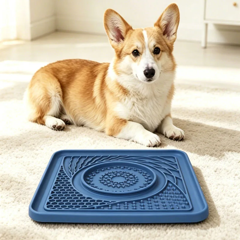 Food Grade Silicone Portable Lick Mat for Pets Slow Food Dispensing Pad Anti Skid Base Interactive Calming Treat - detail view 4