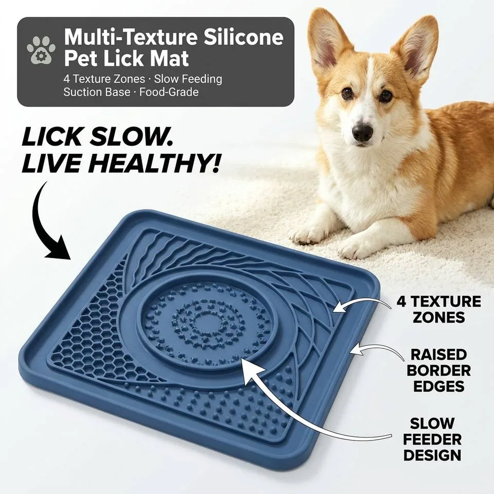 Silicone Pet Licking Slow Feeder Interactive Lick Mat Cats Dogs Portable Lightweight Eco-Friendly Non-slip Anti-choke - custom silicone manufacturer