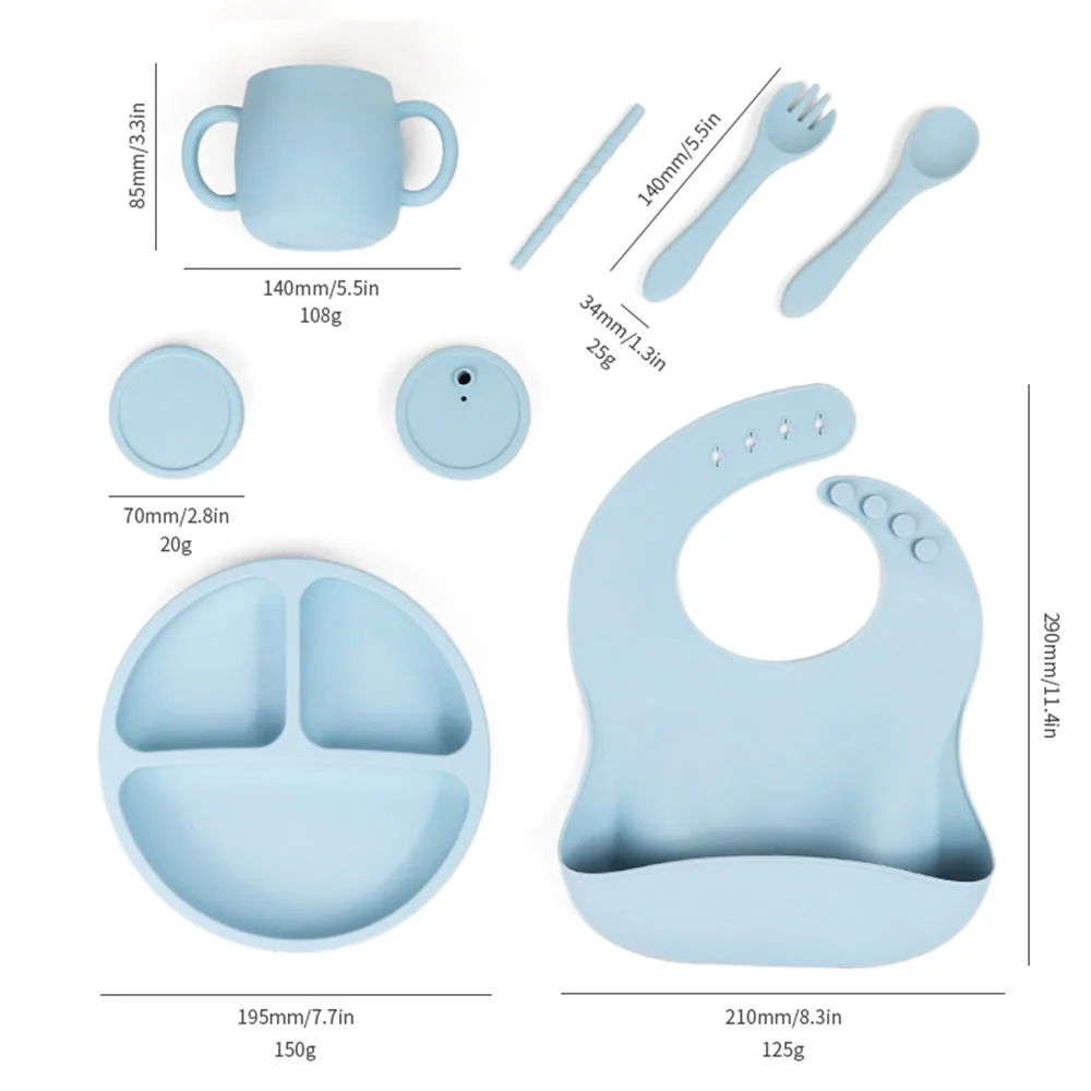 New Arrivals Custom BPA Free Kids Dinnerware Set Baby Bib Toddler Plates Bowls Silicone Sippy Cup Silicone Baby Feeding Kit - detail view 5