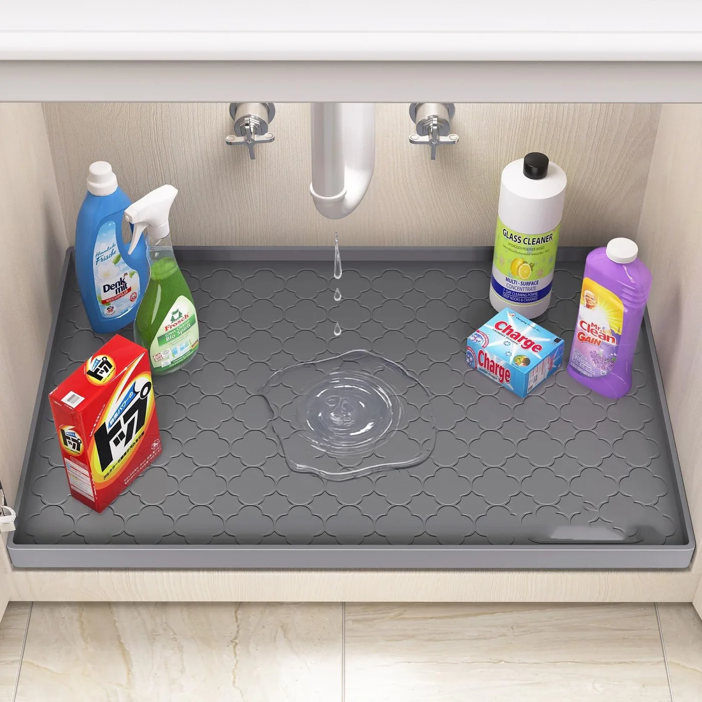 Silicone Under-Sink Mat with Water Drainage Cabinet Shelf Liner Non-Slip Mats Dishwasher-Safe Drawer Liner - custom silicone manufacturer