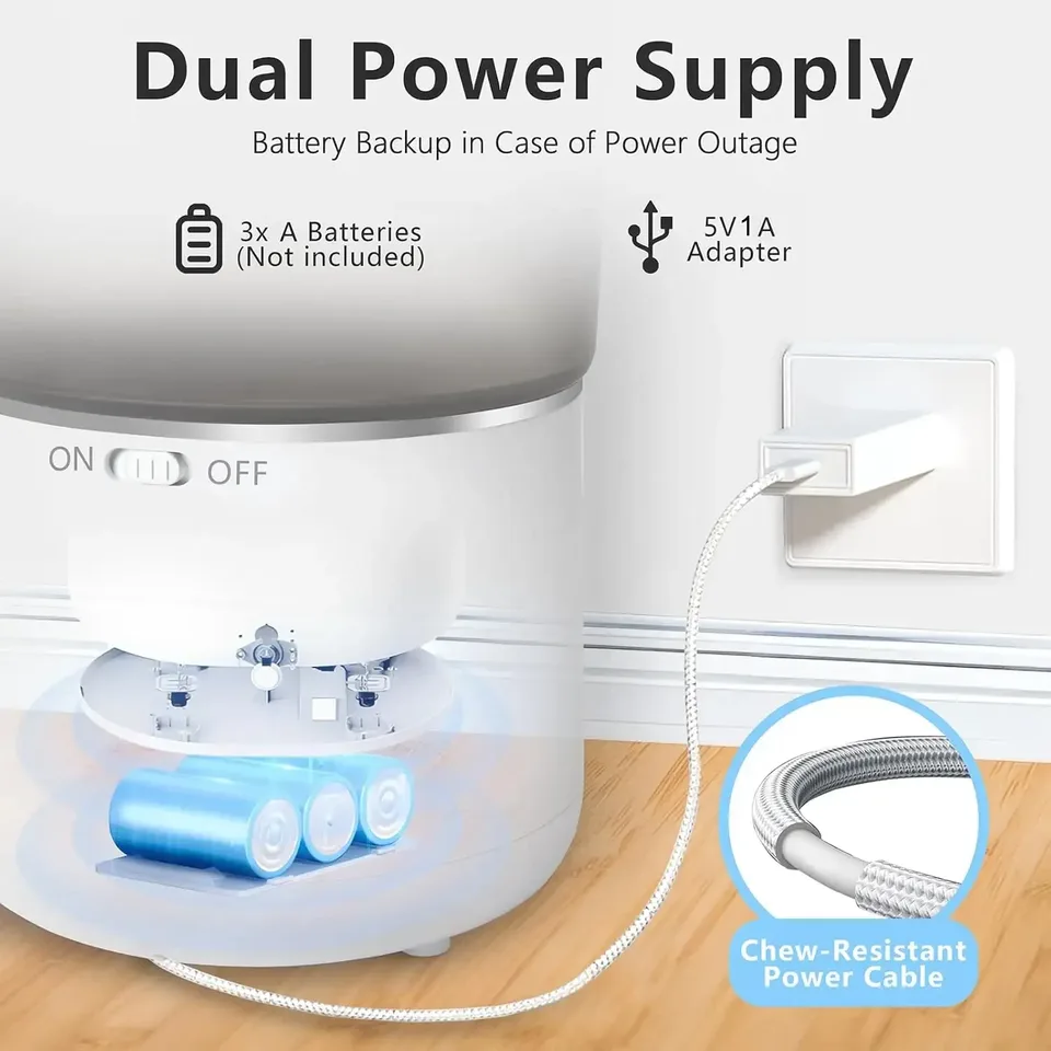 Portable Smart Pet Feeder 1.5kg USB Dry Food Dispenser 4L Stainless Steel Dog Cat Bowls - detail view 1