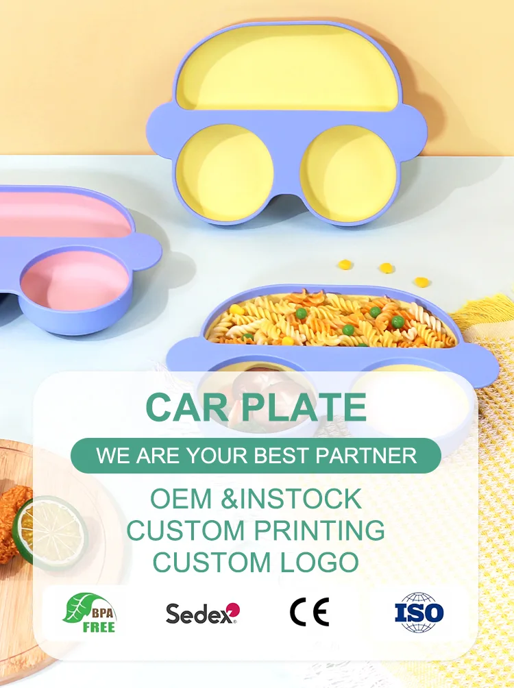New Arrival Silicone Baby Led Weaning Set Toddler Car Plate With Suction BPA Free Baby Birthday Bift Set - detail view 6