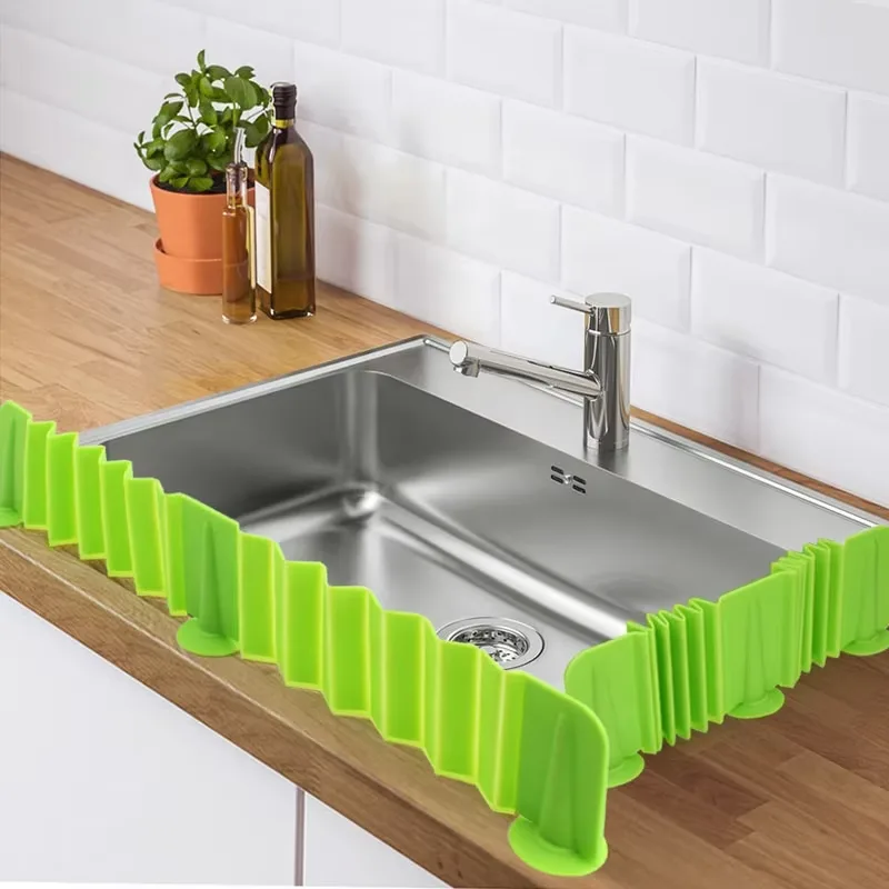 Upgraded Stretchable Silicone Sink Water Splash Guards Baffle for Home Products Kitchen Bathroom - detail view 9