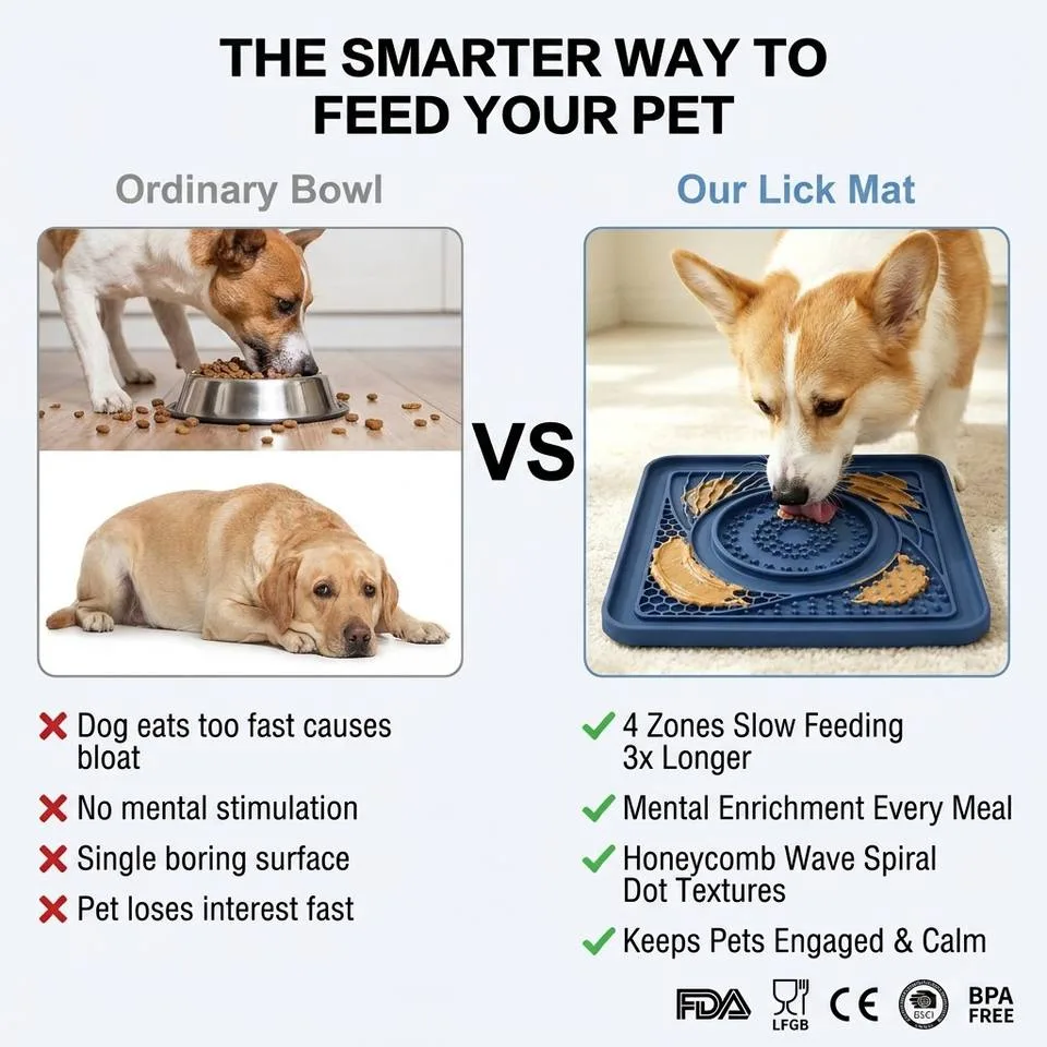 Silicone Pet Licking Slow Feeder Interactive Lick Mat Cats Dogs Portable Lightweight Eco-Friendly Non-slip Anti-choke - detail view 2
