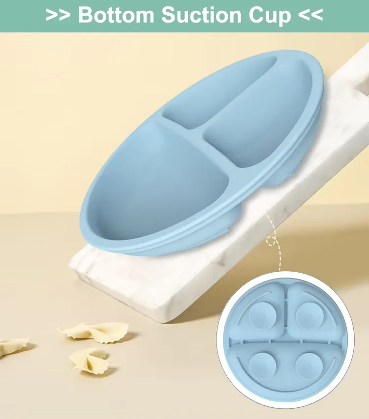 2027 New Bpa Free Silicone Baby Plate With Lid Food Grade Kids Toddler Feeding Suction Divider Baby Silicone Bowl - detail view 7