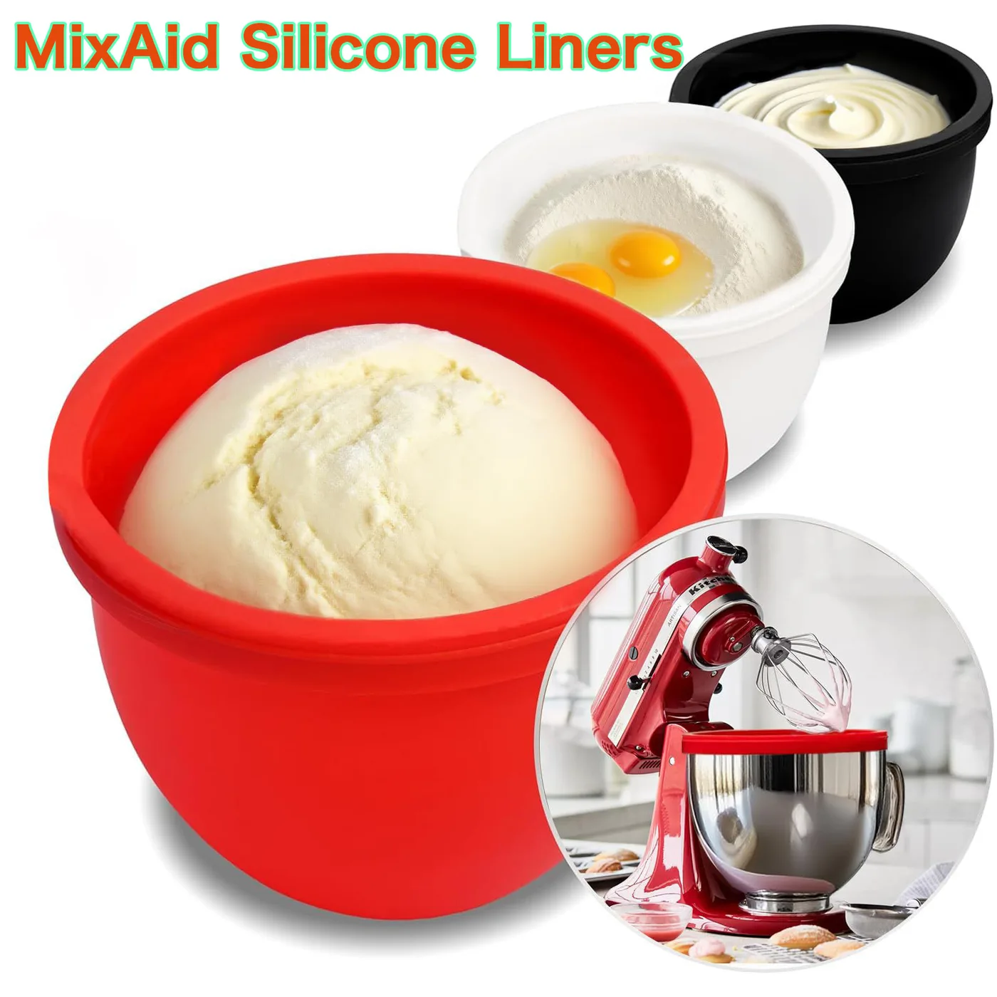 Silicone Bowl Liners Waterproof Dishwasher Safe Oven Safe Non-Toxic Silicone Liners for 5 Qt Tilt Head Stand Mixers - detail view 10