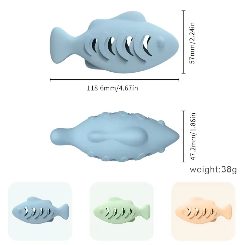 Eco-Friendly Fish-Shaped Bite-Resistant Molar Self-Pleasure Silicone Pet Toy Food Grade for Catnip Cats - detail view 5