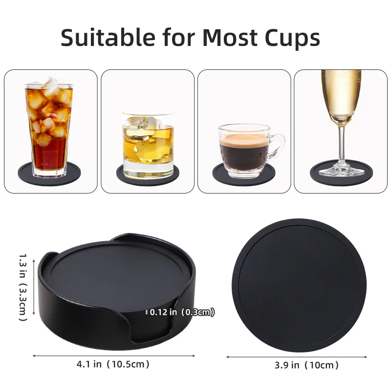 Waterproof Soft Non-Slip Silicone Drink Coasters Cup Pad Mat for Tabletop Protection Customize Silicon Mat - detail view 1