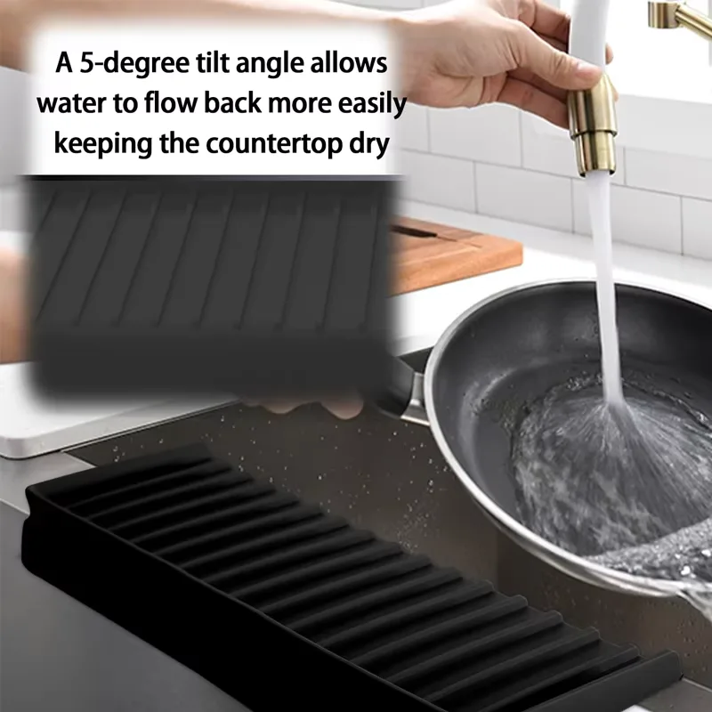 Kitchen Sink Splash Guard Premium Silicone Water Catcher Mat Sink Drainage Pad - detail view 4