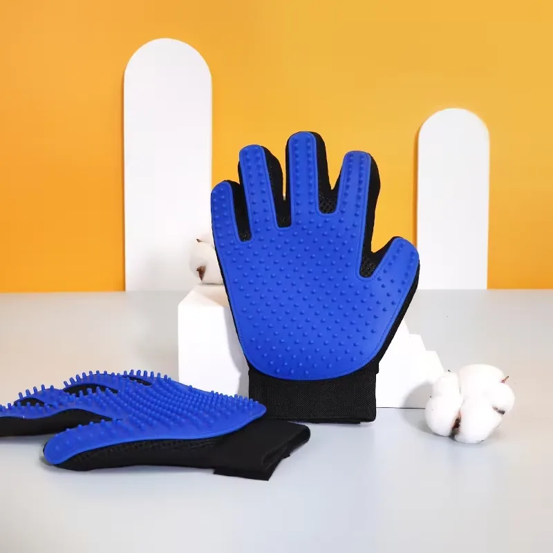 Pet Dog Grooming Massage Glove Five Fingers Hair Removal Cat Pet Silicone Glove Bath Washing Hair Glove - detail view 4