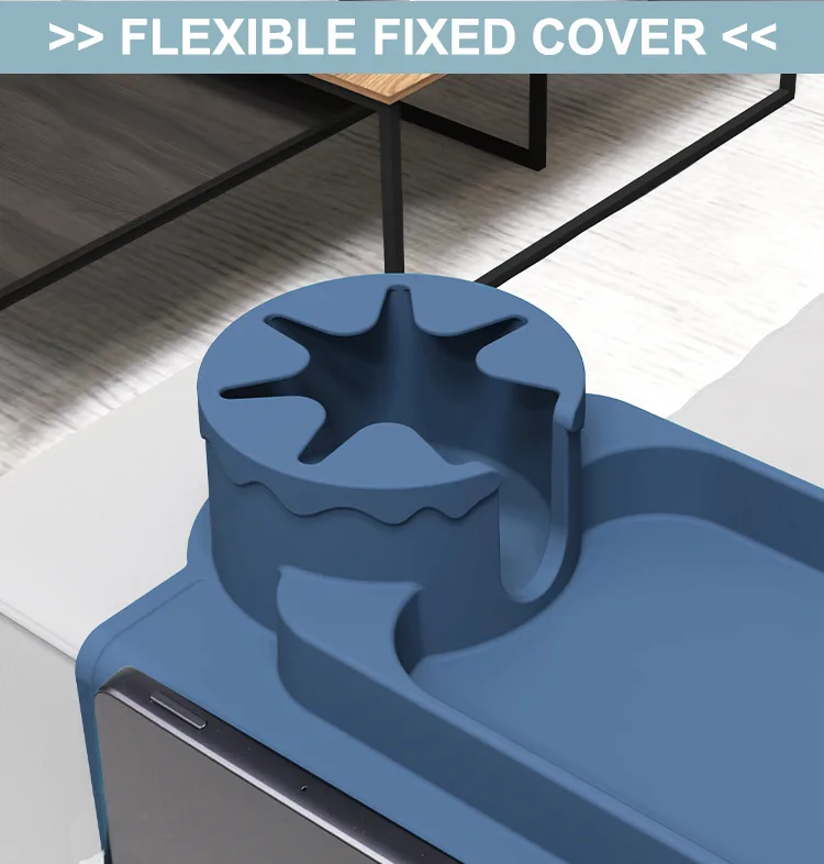 Custom Silicone Sofa Armrest Tray Coasters Recliner Drink Holder Cellphone Couch Cup Holder Tray with Side Pockets - detail view 8