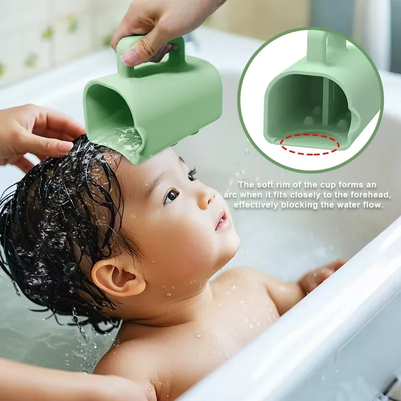 CPC Certification Baby Bath Rinse Cup Tear-free Food Grade Silicone Shampoo Body Washing Rinser Cup with Suction Cup for Kids - detail view 3