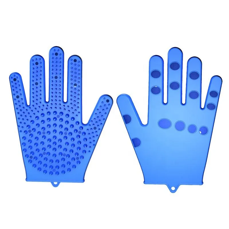 Silicone Pet Bathing Glove Hair Remover Brush Cat and Dog Pet Grooming Massage Bathing Glove - detail view 1