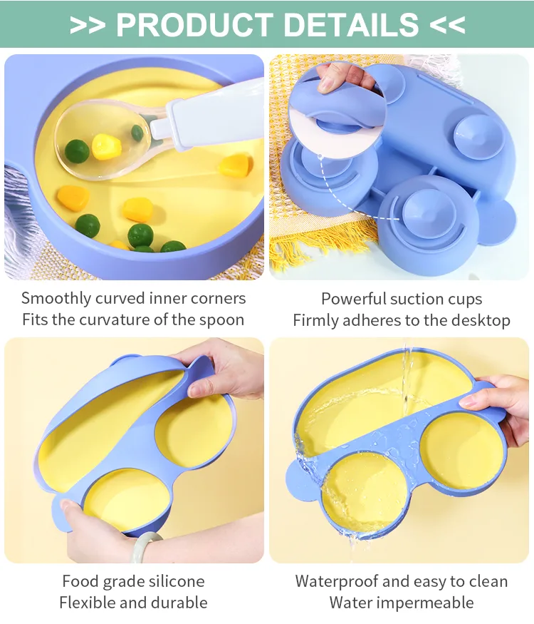 New Arrival Silicone Baby Led Weaning Set Toddler Car Plate With Suction BPA Free Baby Birthday Bift Set - detail view 8