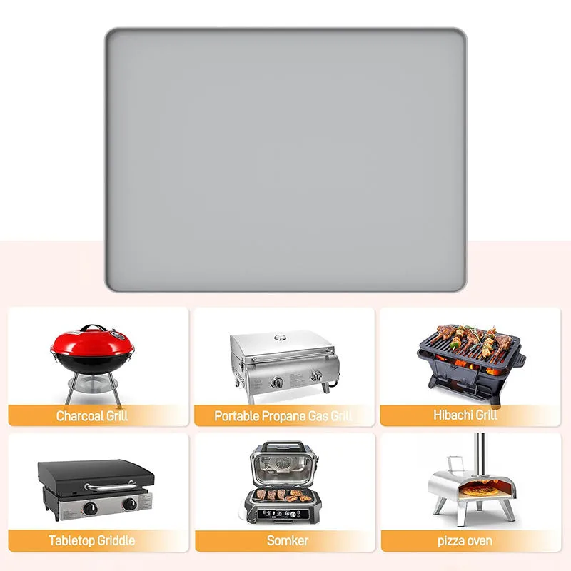 Silicone Cross-Border BBQ Grill Mat Portable Heat Resistant Fire-Retardant Protective Floor Protection Mat - detail view 3