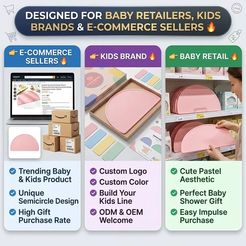 Wholesale Custom Classic Baby Round Silicone Placemat Custom Logo Colorful Food Grade Stain-resistant Kids Tableware Mat - detail view 5