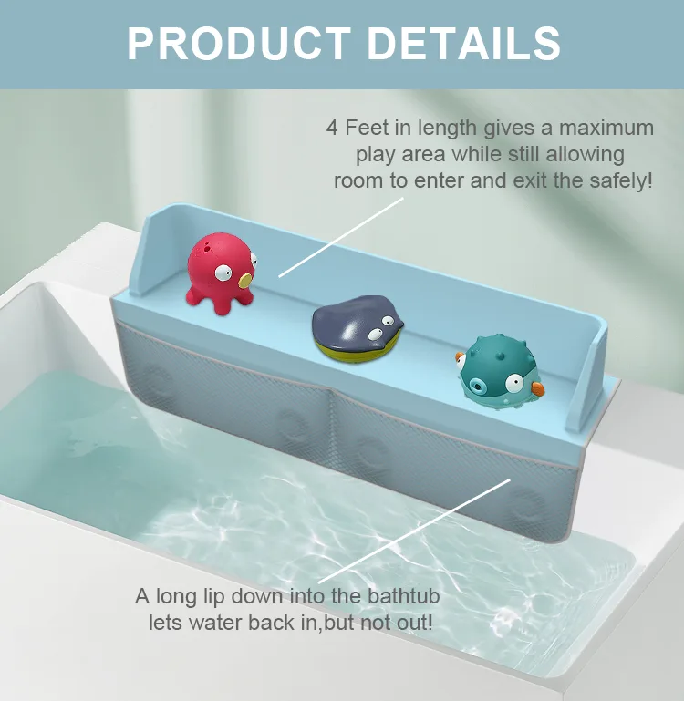 Bathroom Bathtub Corner Shower Splash Guard Detachable Play Shelf Area Bath Tub Topper Splash Guard for Bathtub - detail view 9