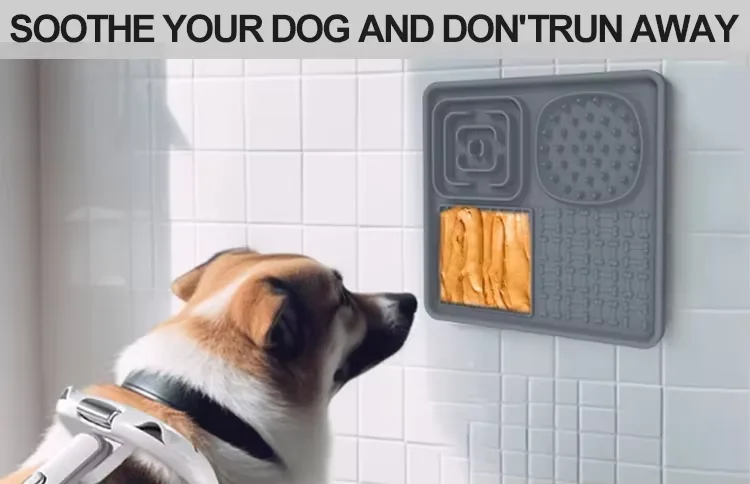 Custom Multifunction Calming Slow Feeder Licking Mat and Bath Massage Silicone Pet Dog Lick Pad Wall Mounted Lick Mat - detail view 8