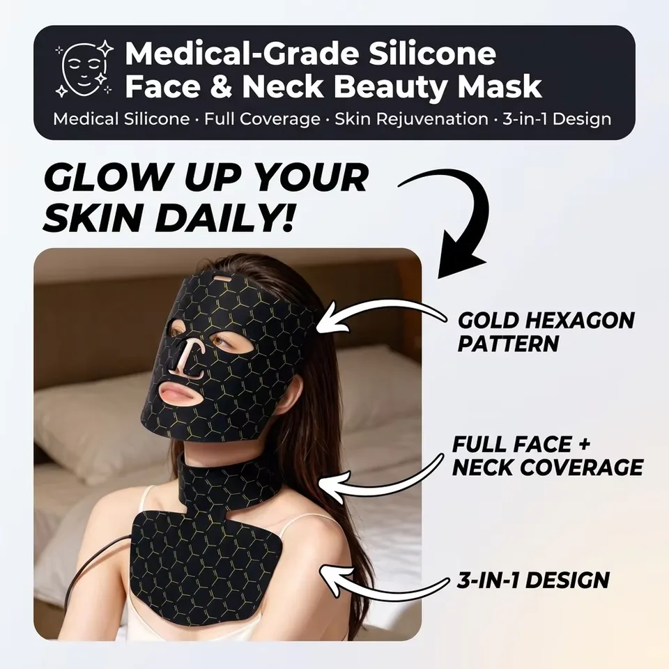 Factory Price Red Infrared LED Light Therapy Facial Mask Rechargeable Hand Held Remote Wearable Red Infrared for Face - custom silicone manufacturer