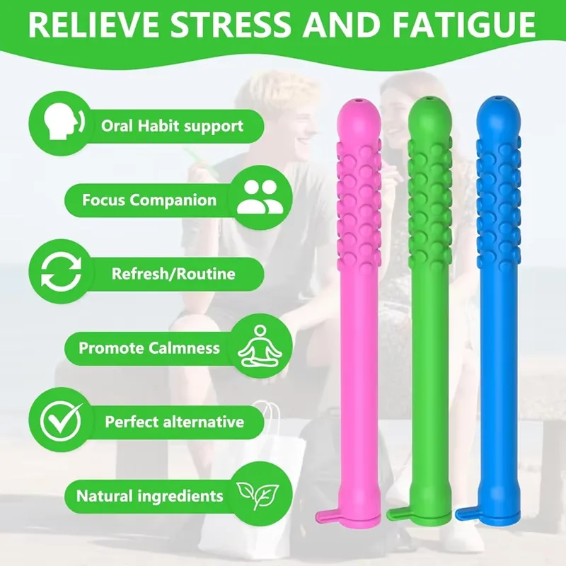 Chewable Essential Oil Breath Stick Chewable Breather Quit Portable Stop Smoking Aid with Peppermint for Aromatherapy - detail view 2