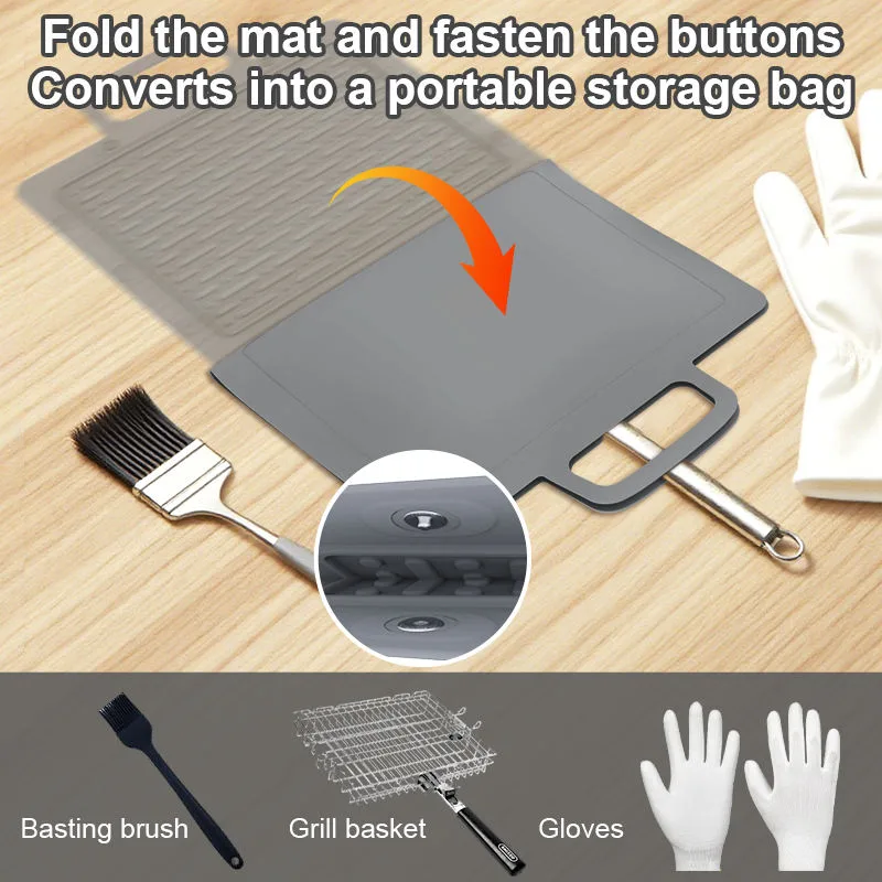 New Arrivals Grill Mat Silicone Fire Proof Oil Water Proof Grill Mat for Outdoor Grill Fire Pit - detail view 3