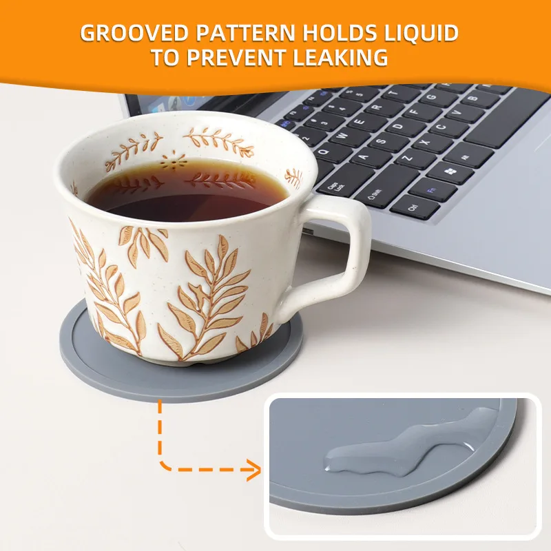 Waterproof Soft Non-Slip Silicone Drink Coasters Cup Pad Mat for Tabletop Protection Customize Silicon Mat - detail view 8